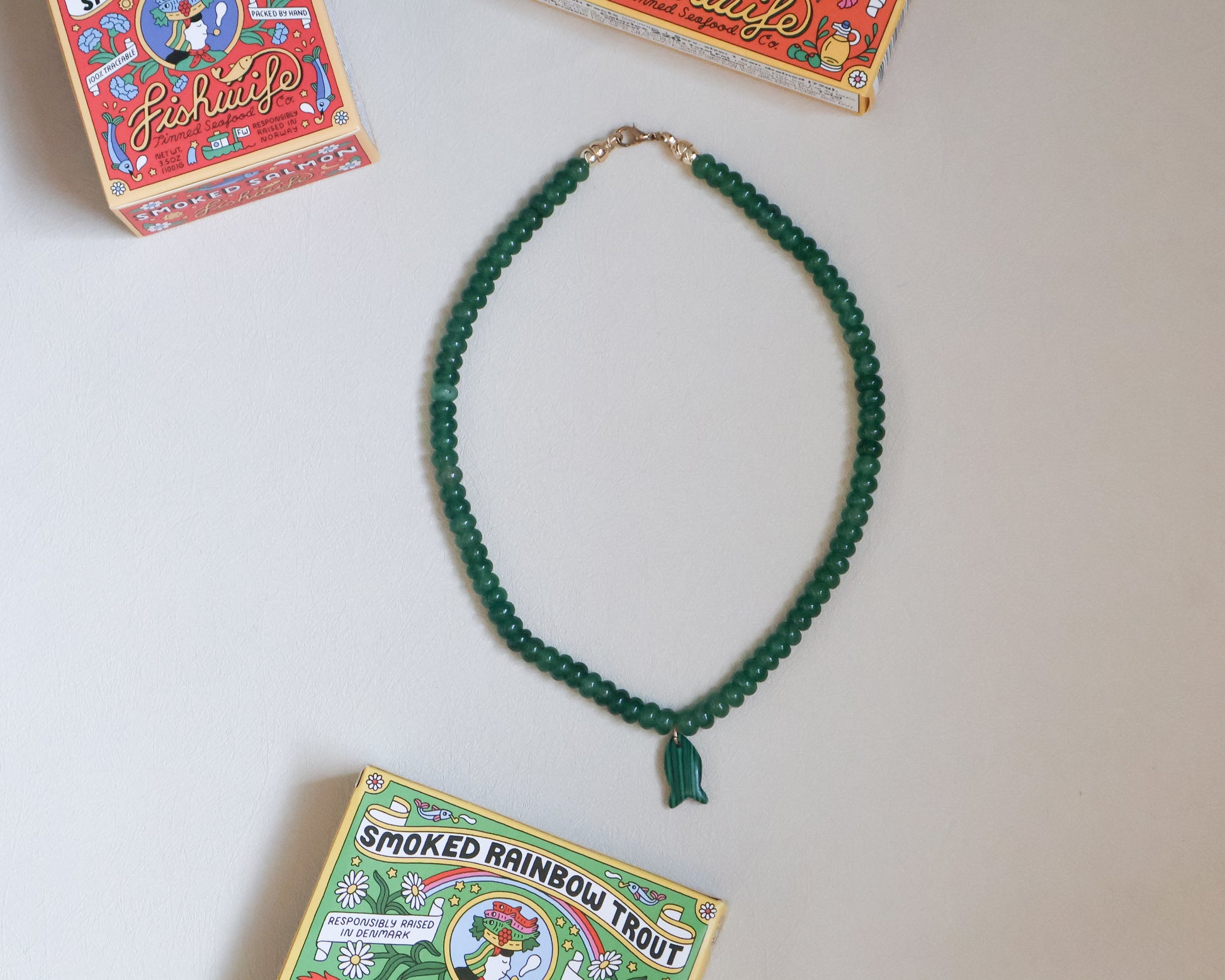 beaded fish necklace