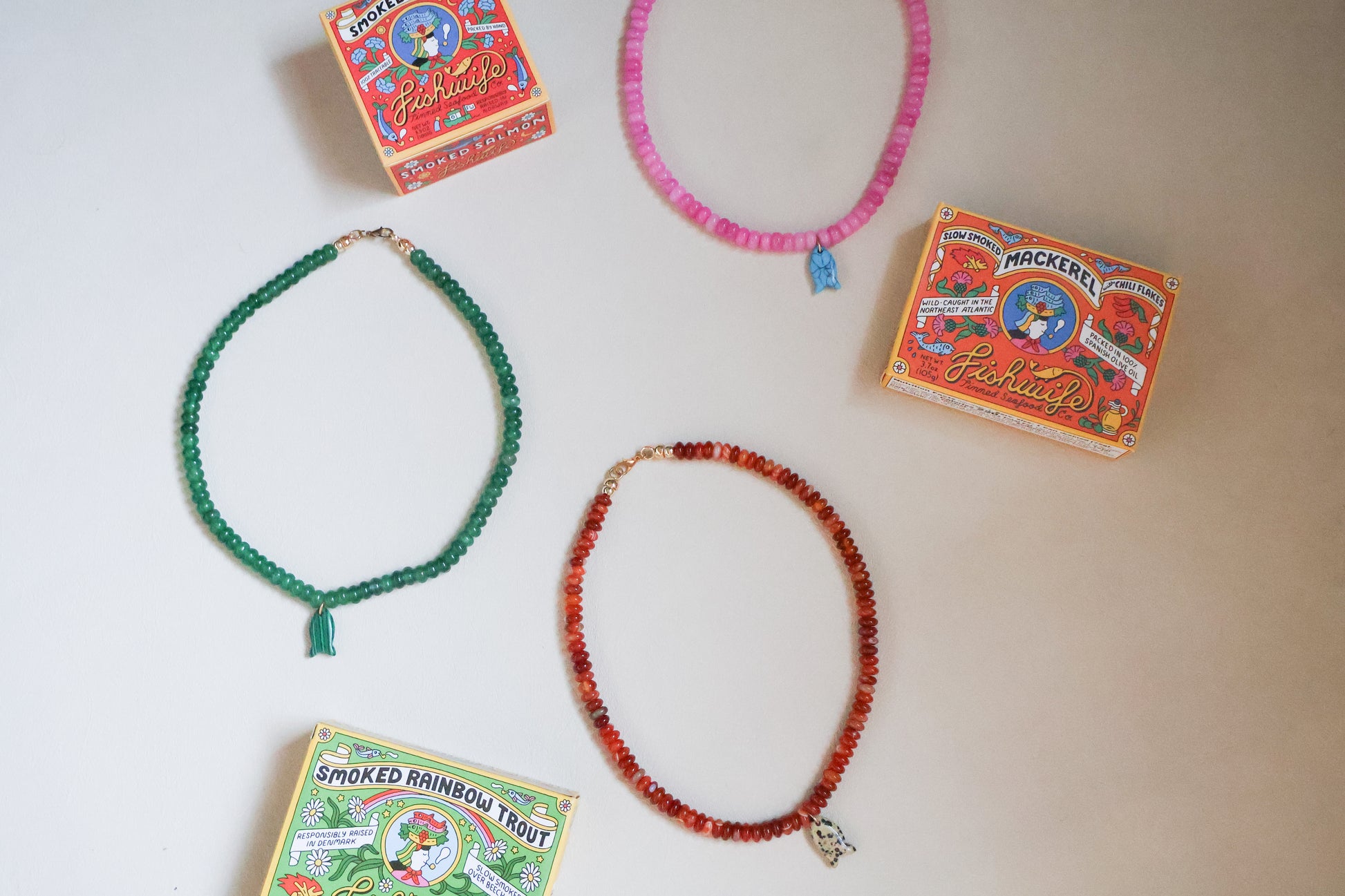 beaded fish necklaces