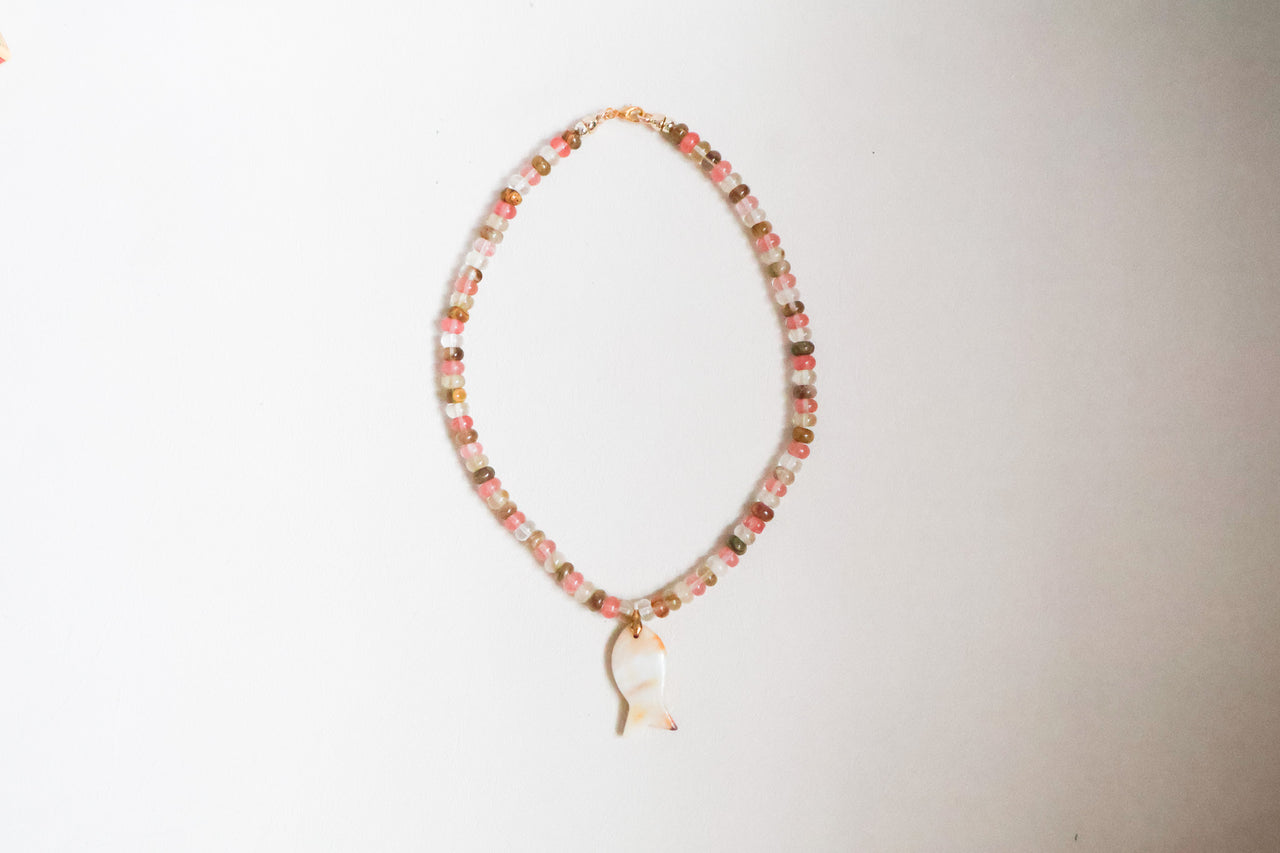 Cherry Quartz Fish Necklace