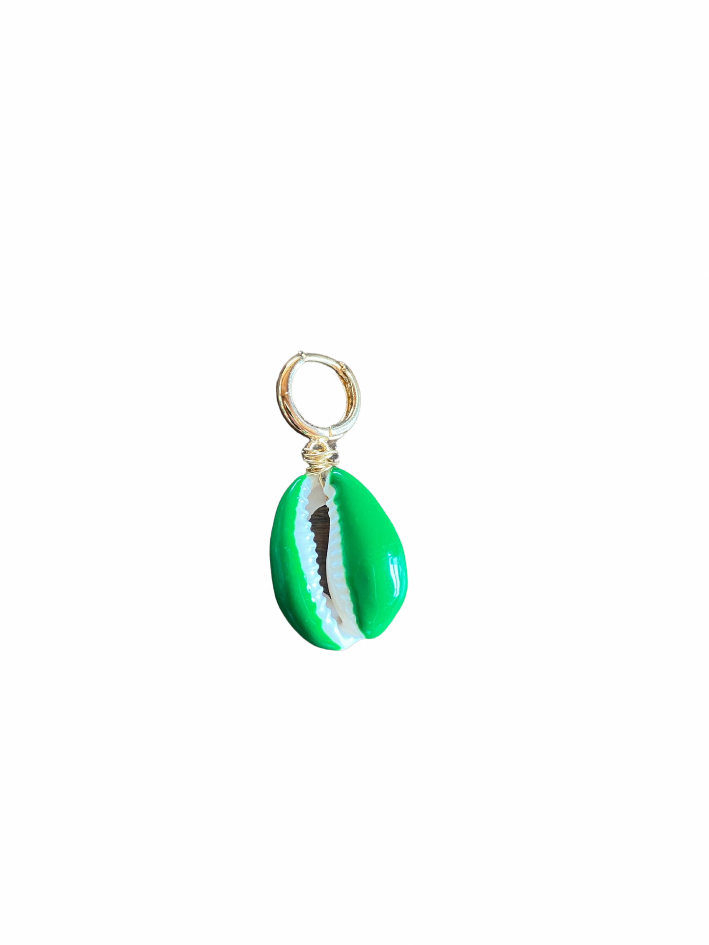 Green Cowrie Shell Single Earring